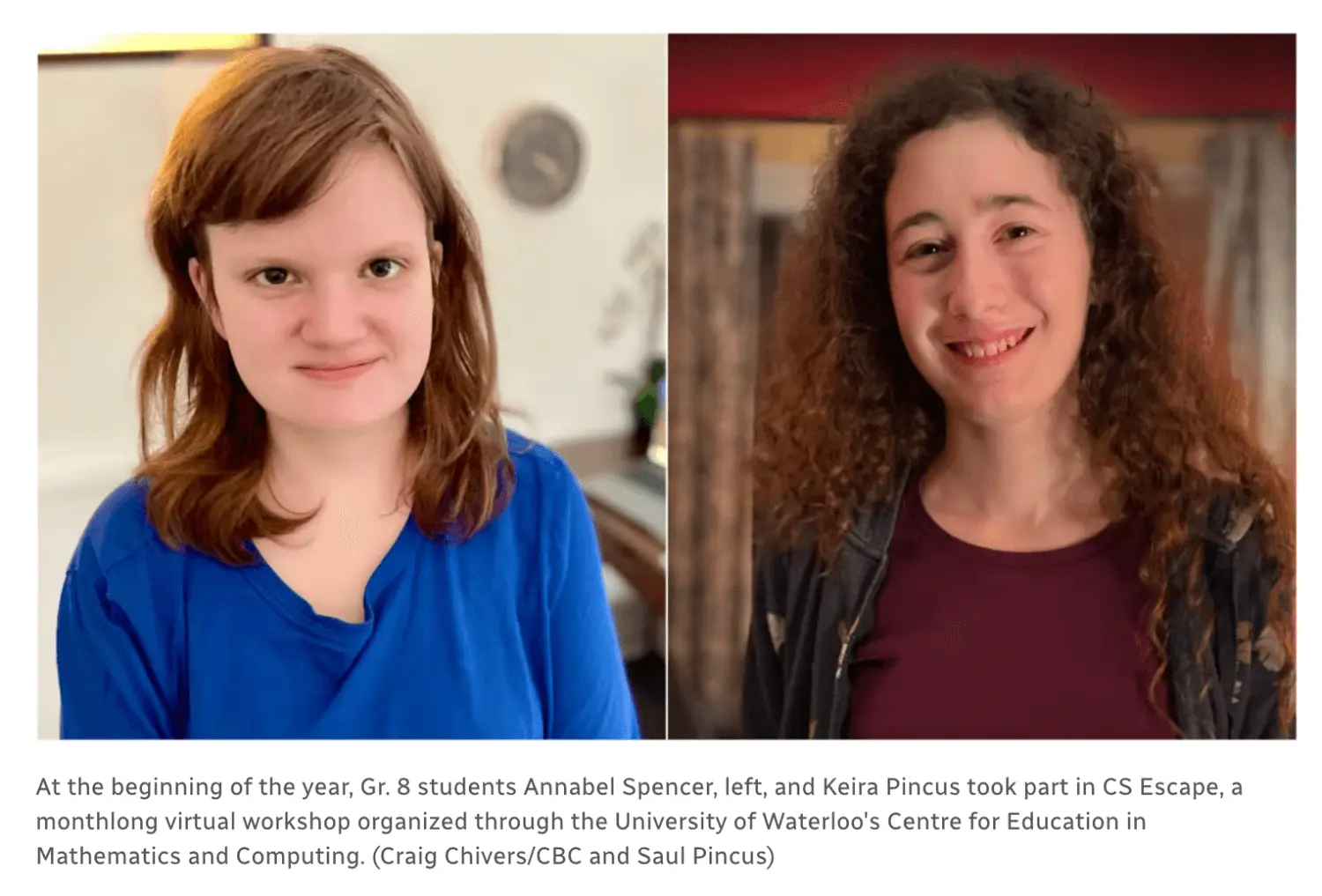 Linden Grade 8 students Annabel Spencer and Keira Pincus.